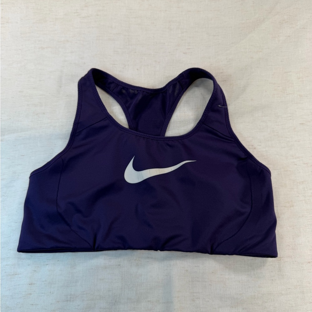 Nike Purple Racerback Sports Bra with White Swoosh